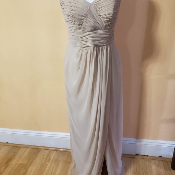 Shimmery Gold Strapless Gown Dress - Picture 2 of 8